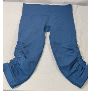 LuluLemon Womens Size 4 Blue In The Flow Cropped Ruched Capri Leggings